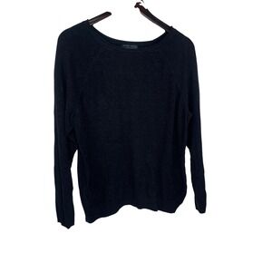 Barefoot Dreams CozyChic Ultra Lite Pullover Sweater Large Black Raglan Sleeve